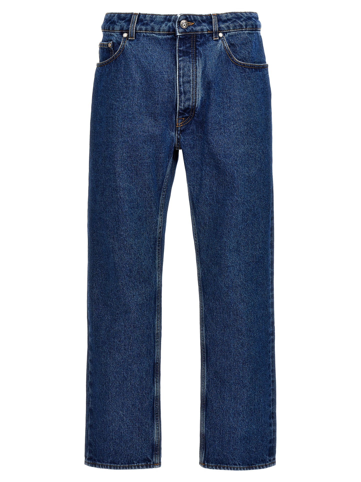 Palm Angels Blue Cotton Straight-Leg Jeans