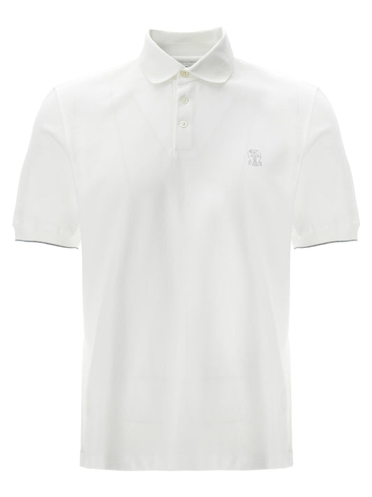 Brunello Cucinelli White Cotton Polo Shirt