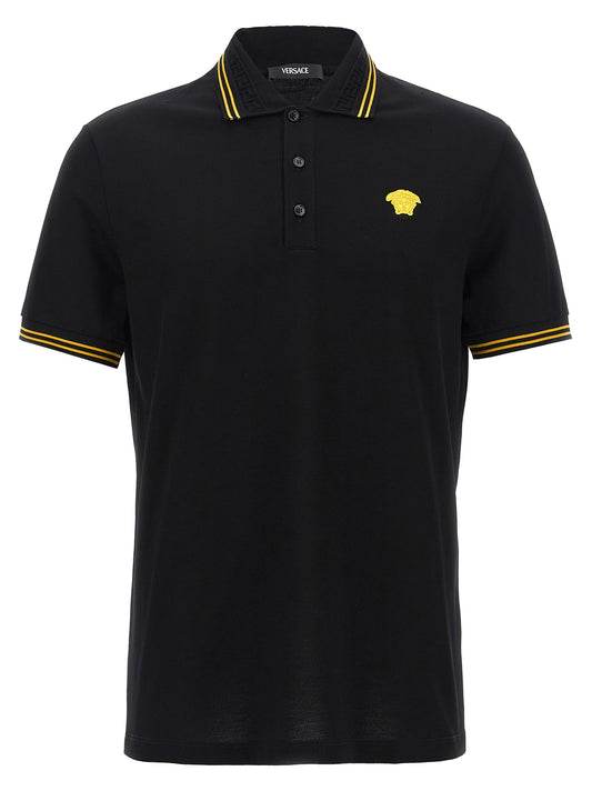 Versace Poloshirt aus schwarzer Baumwolle