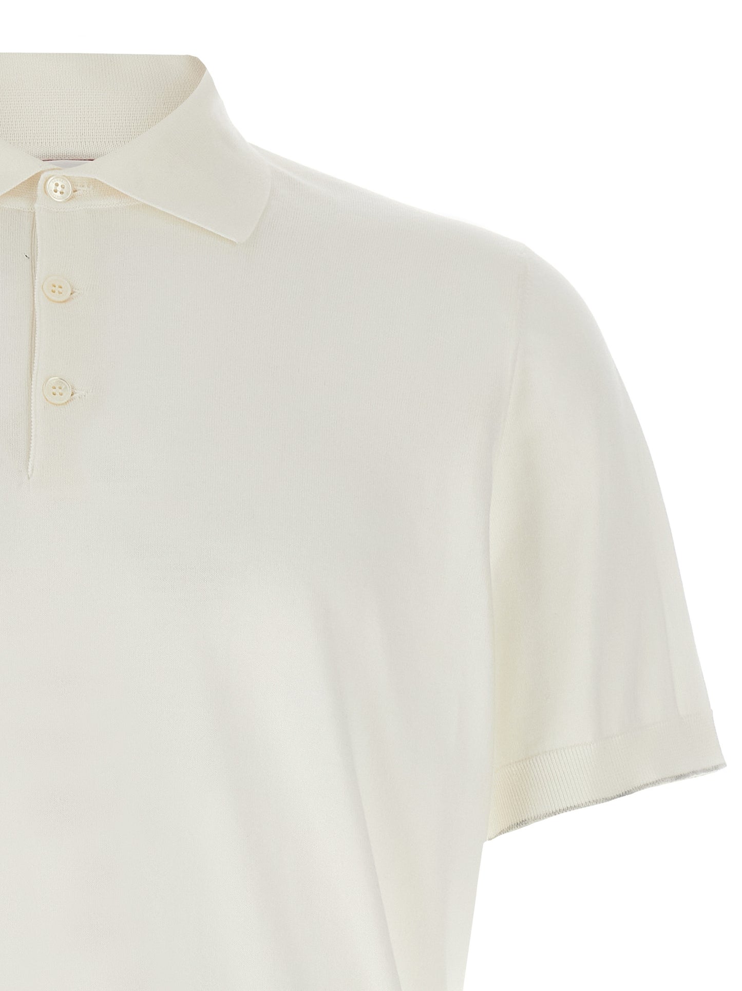 Brunello Cucinelli White Cotton Polo Shirt