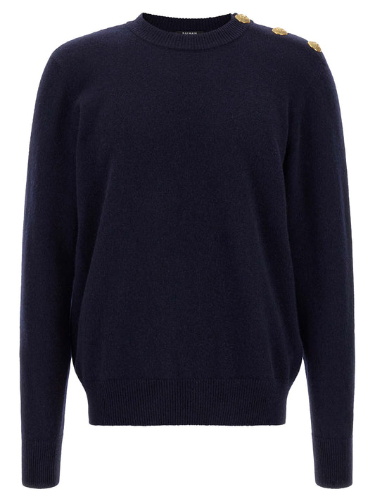 Balmain Blue Cashmere Cardigan