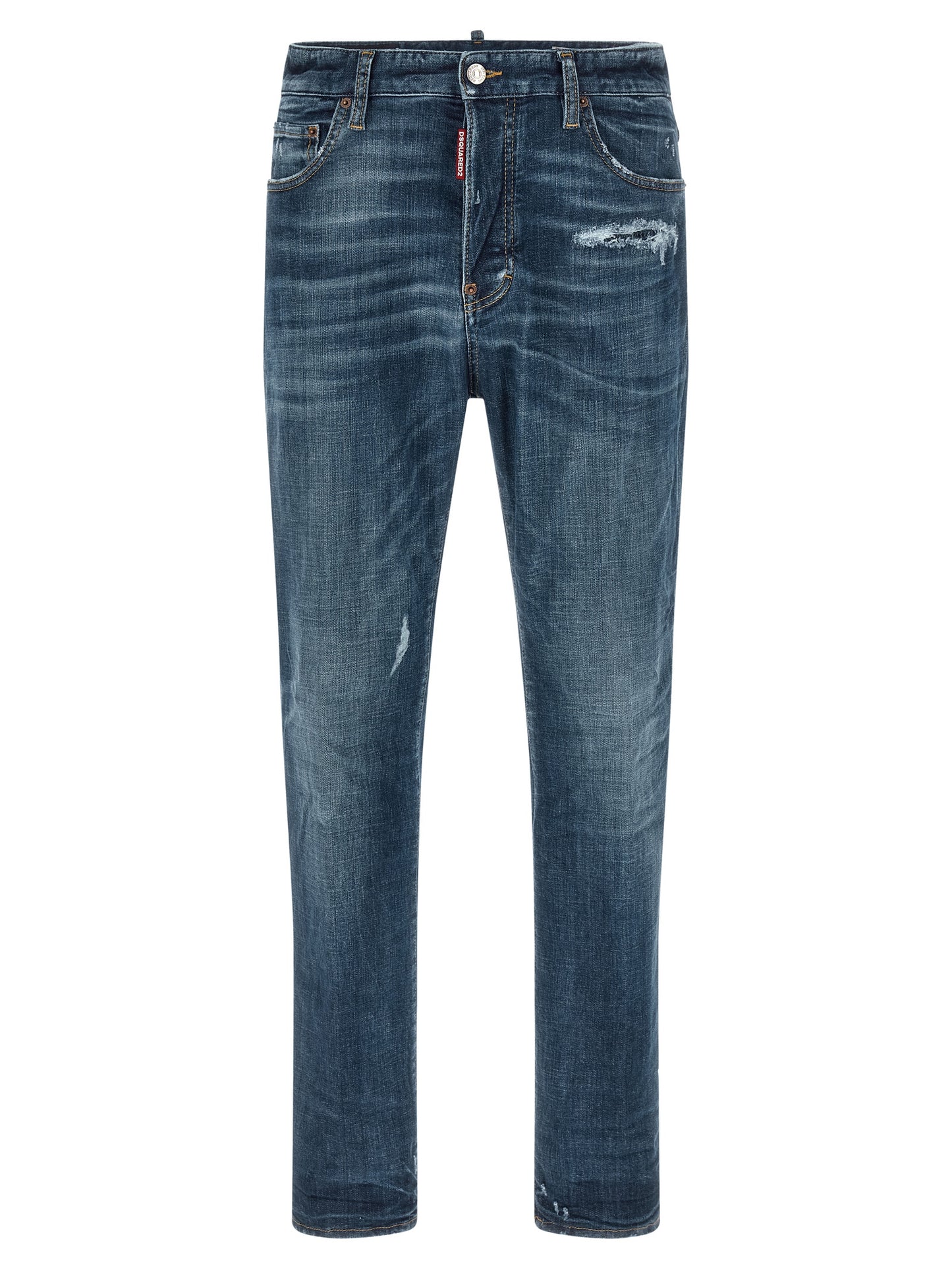 Dsquared² Blue Cotton Straight-Leg Jeans