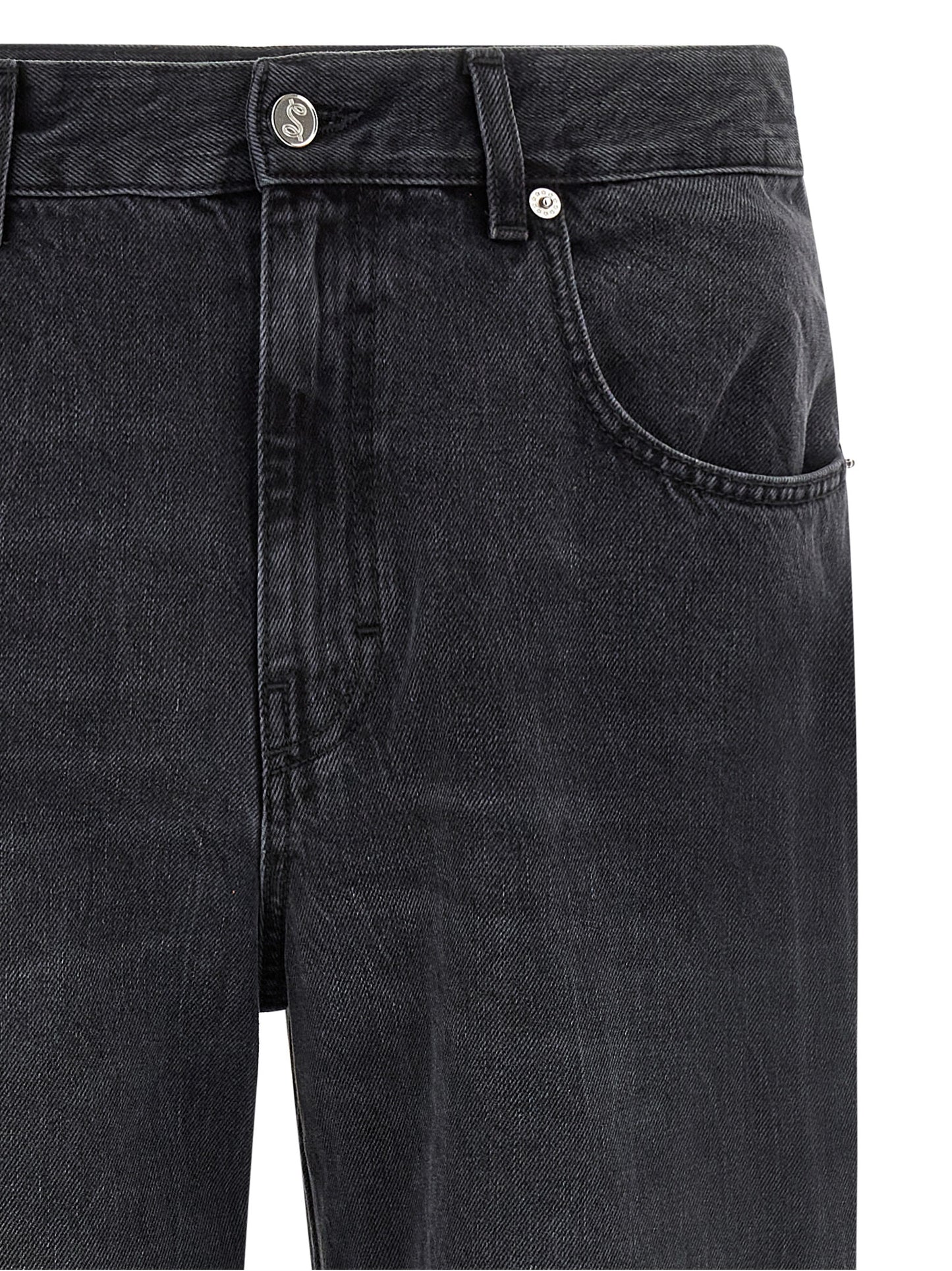 SÉFR Black Cotton Straight-Leg Jeans