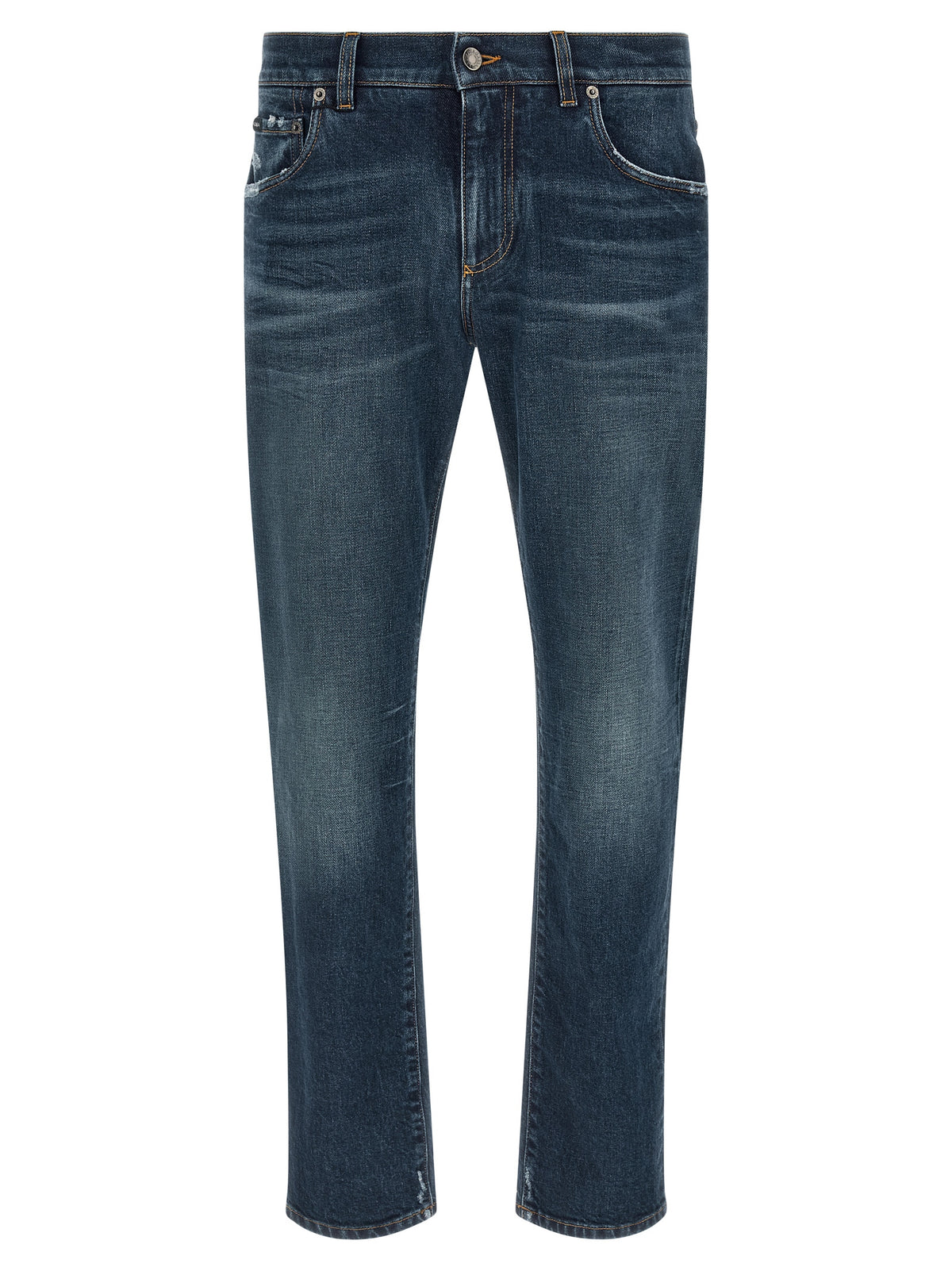 Dolce & Gabbana Blue Cotton Slim Fit Jeans