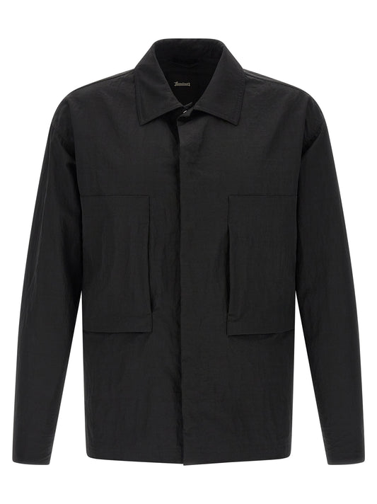 LAMINAR Black Polyamide Full-Length Jacket