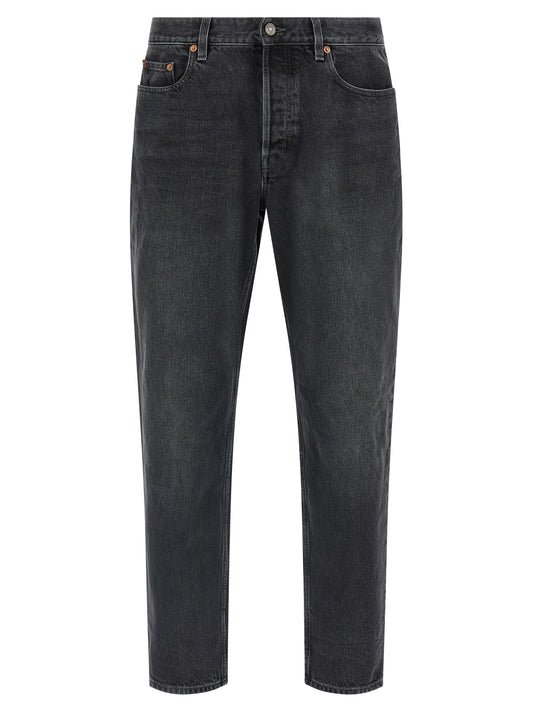 Saint Laurent Black Cotton Straight-Leg Jeans