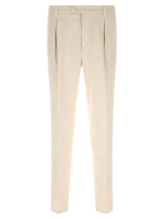 Brunello Cucinelli White Cotton Casual Pants