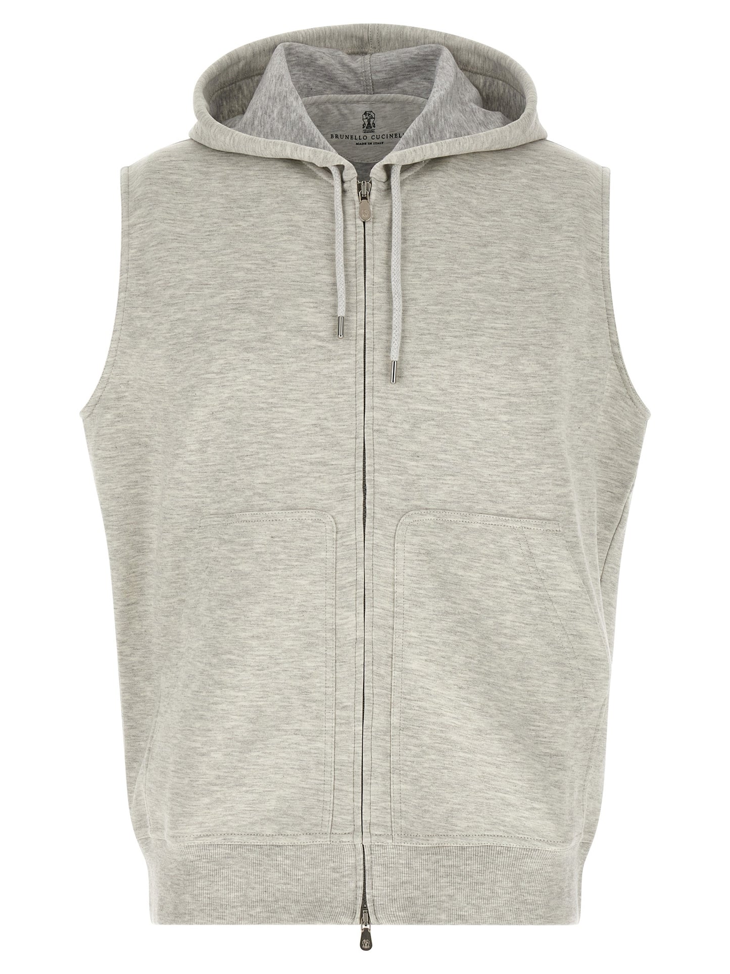 Brunello Cucinelli Gray Cotton Sleeveless Jacket