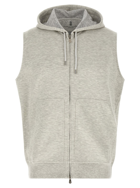Brunello Cucinelli Gray Cotton Sleeveless Jacket