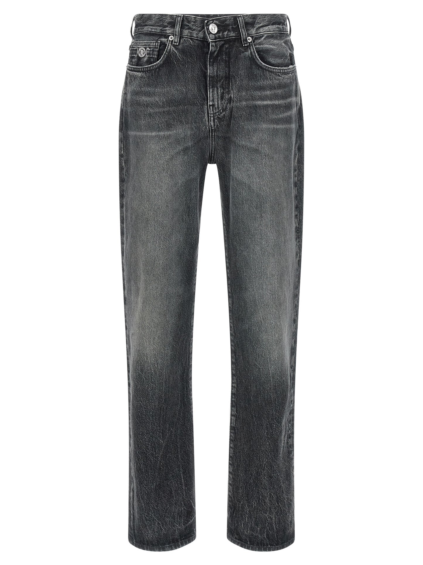 Versace Gray Cotton Straight-Leg Jeans