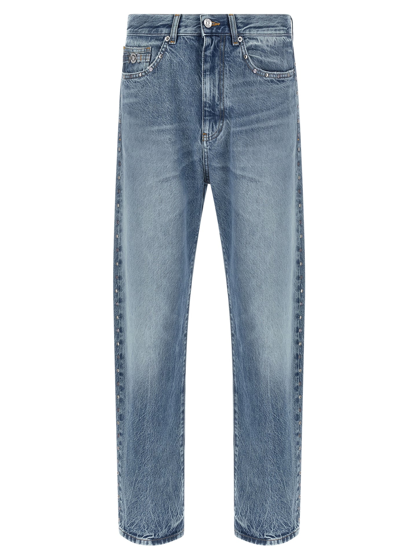 Versace Blue Cotton Straight-Leg Jeans