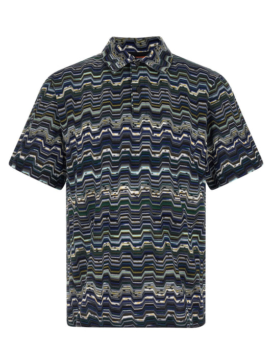 Missoni Blue Cotton Polo Shirt