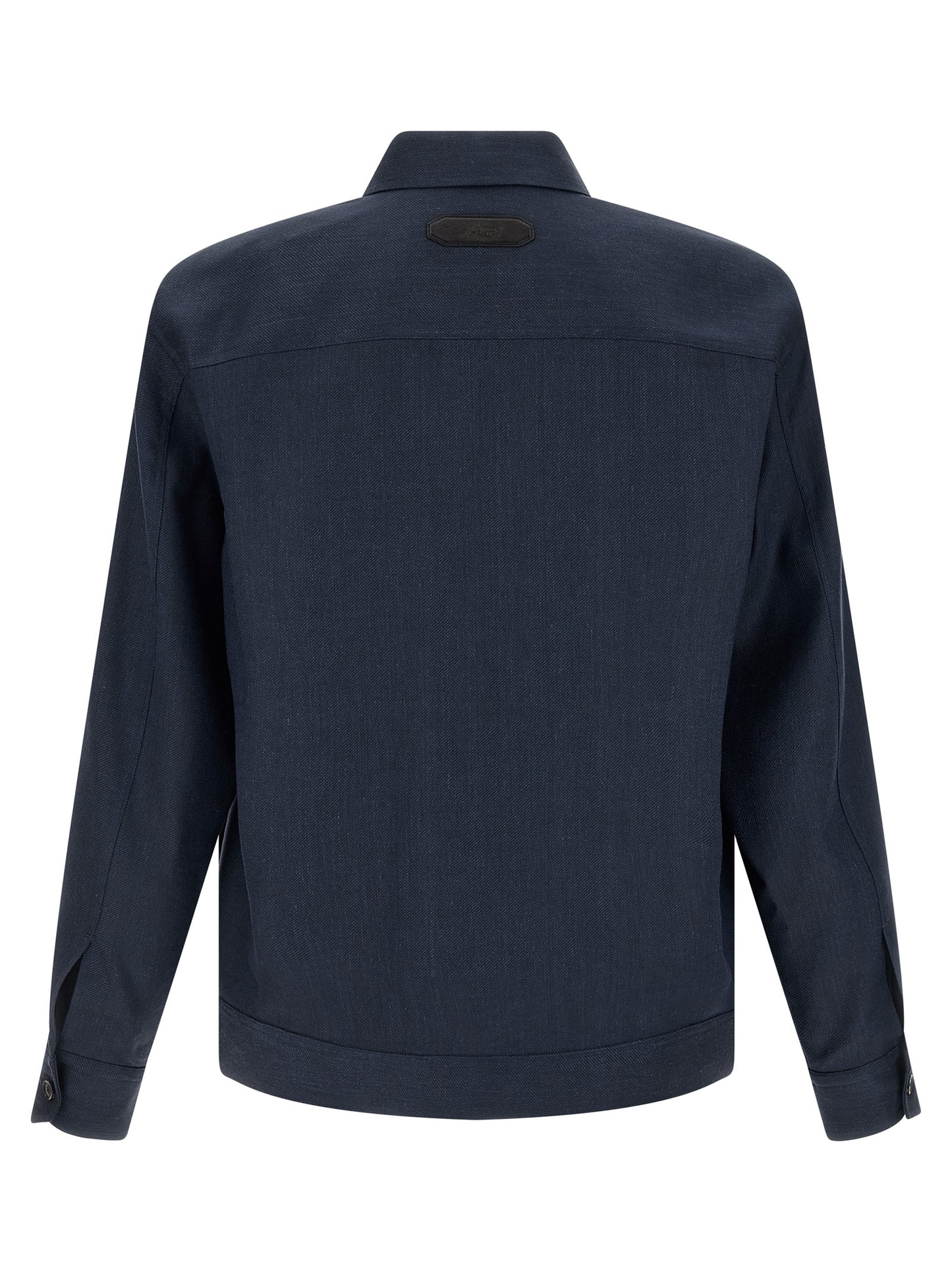Brioni Blue Linen Full-Length Jacket