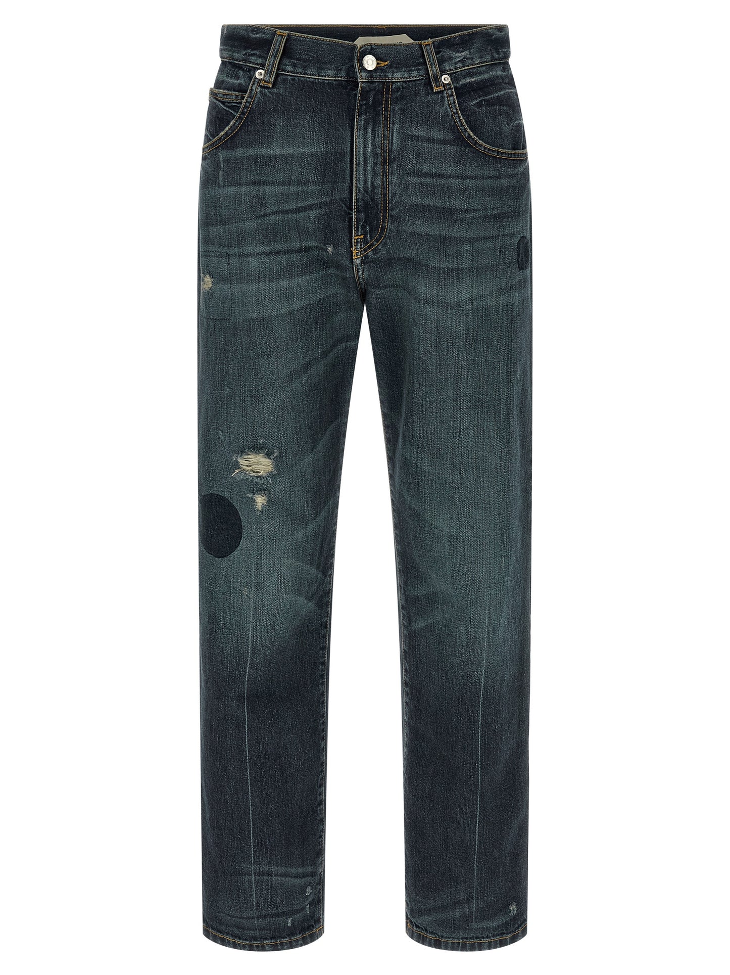 Namacheko Blue Cotton Straight-Leg Jeans