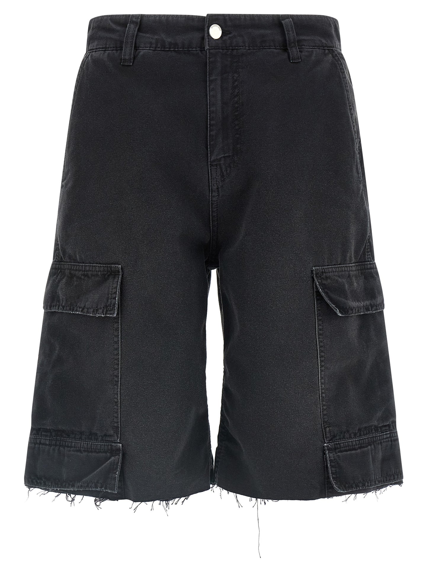 44 Label Group Black Cotton Bermuda Shorts
