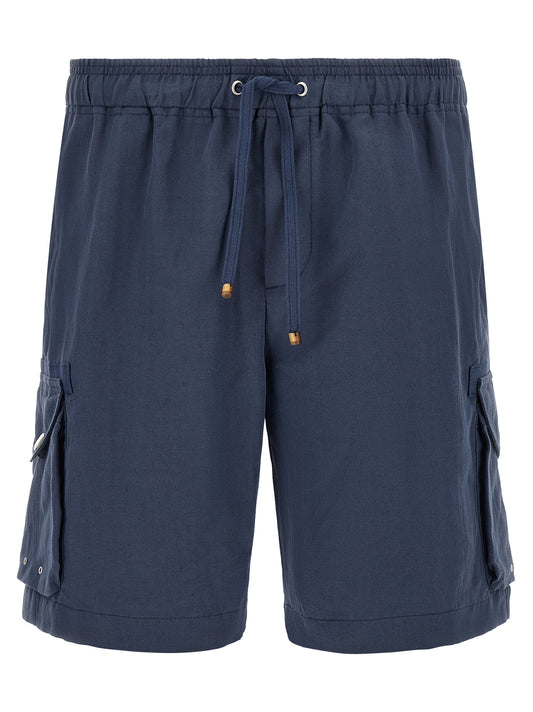Brunello Cucinelli Bermuda-Shorts aus blauem Leinen