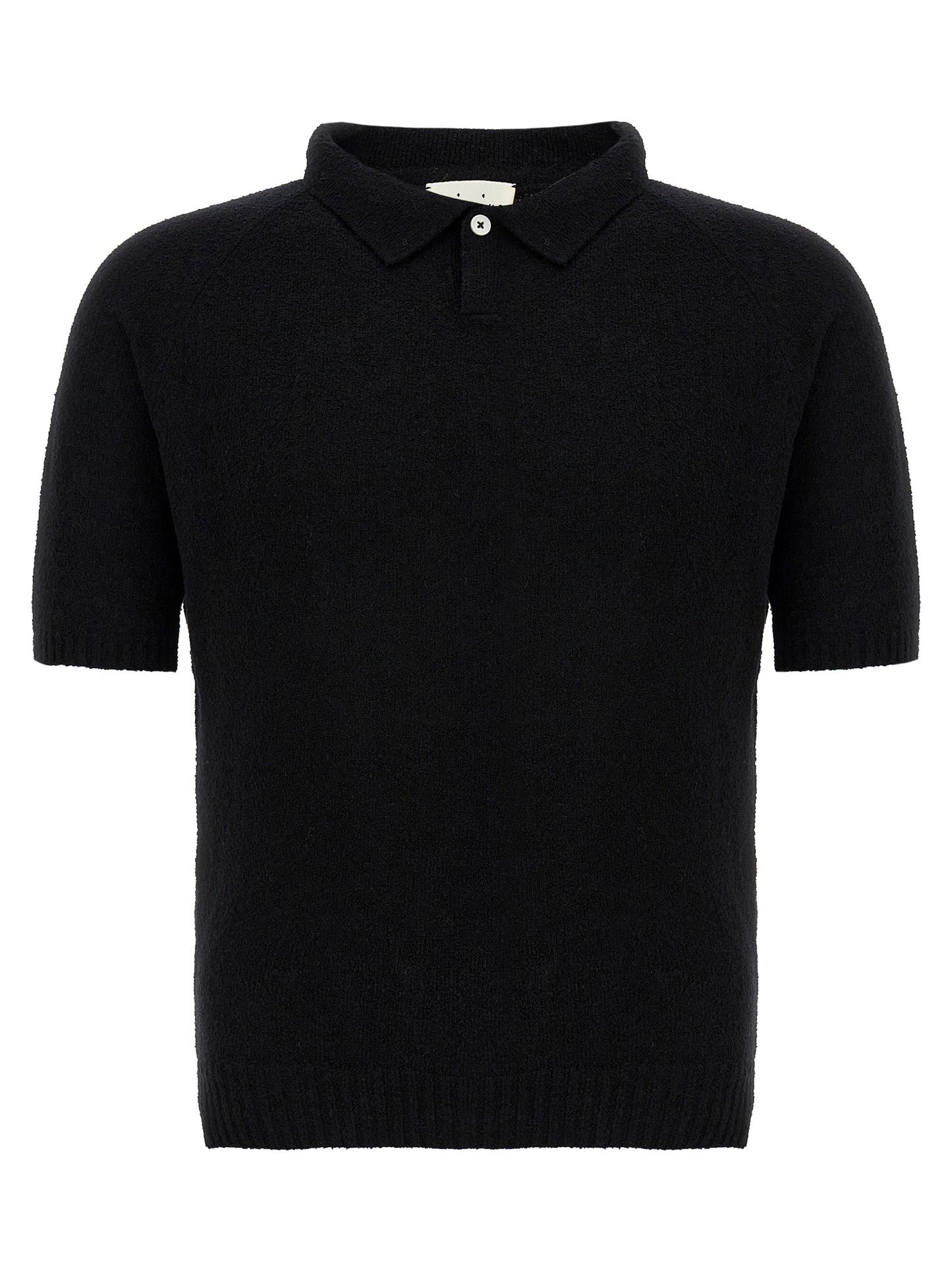 MA'RY'YA Black Cotton Polo Shirt