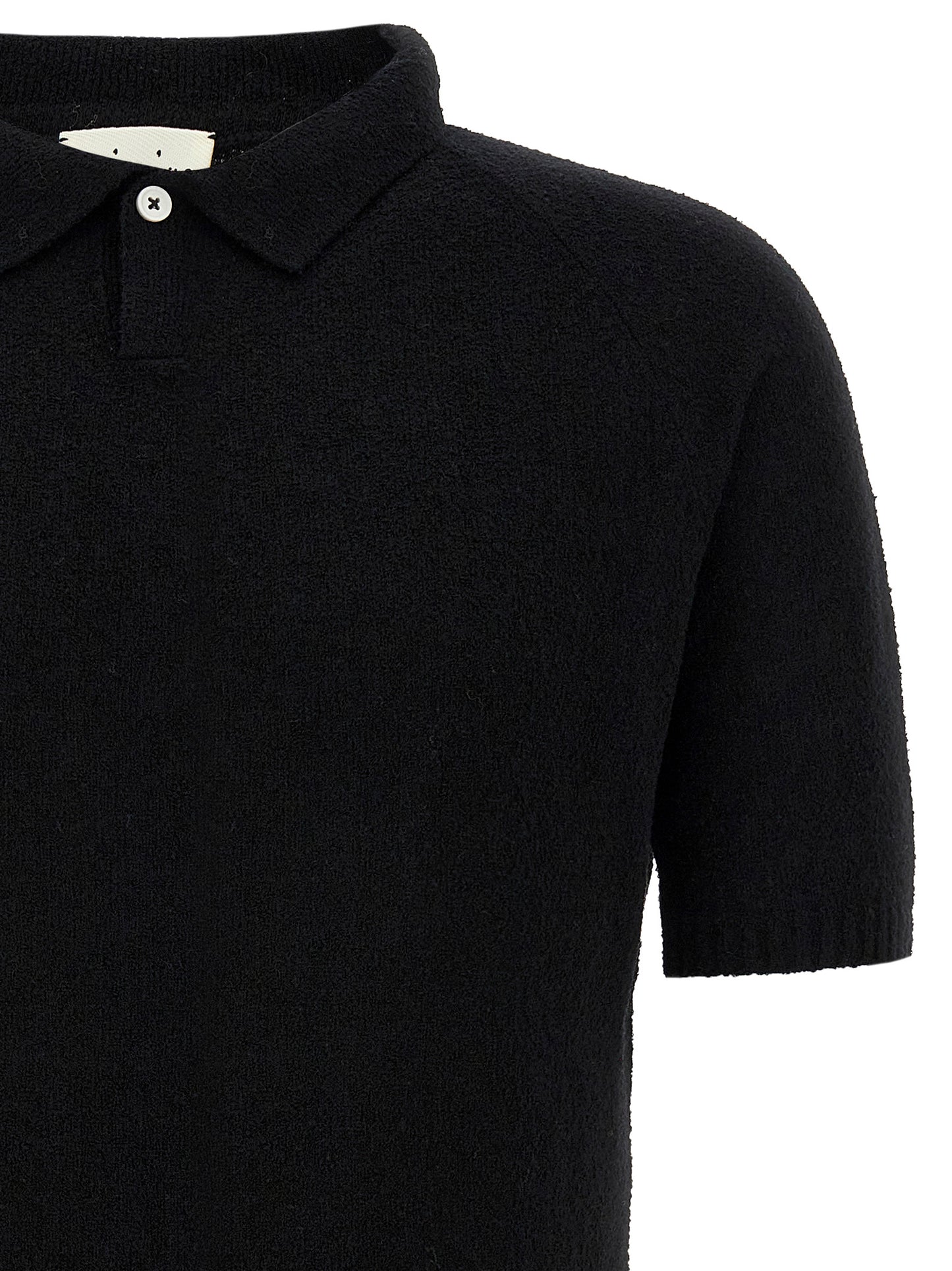 MA'RY'YA Black Cotton Polo Shirt