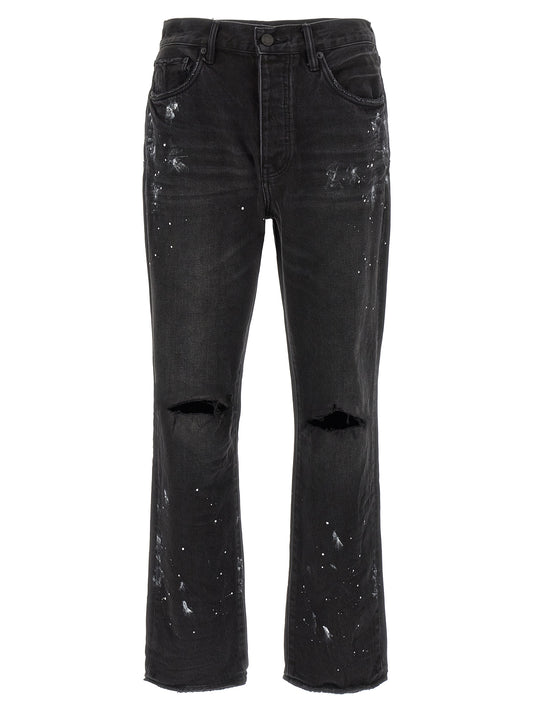 PURPLE Black Cotton Straight-Leg Jeans
