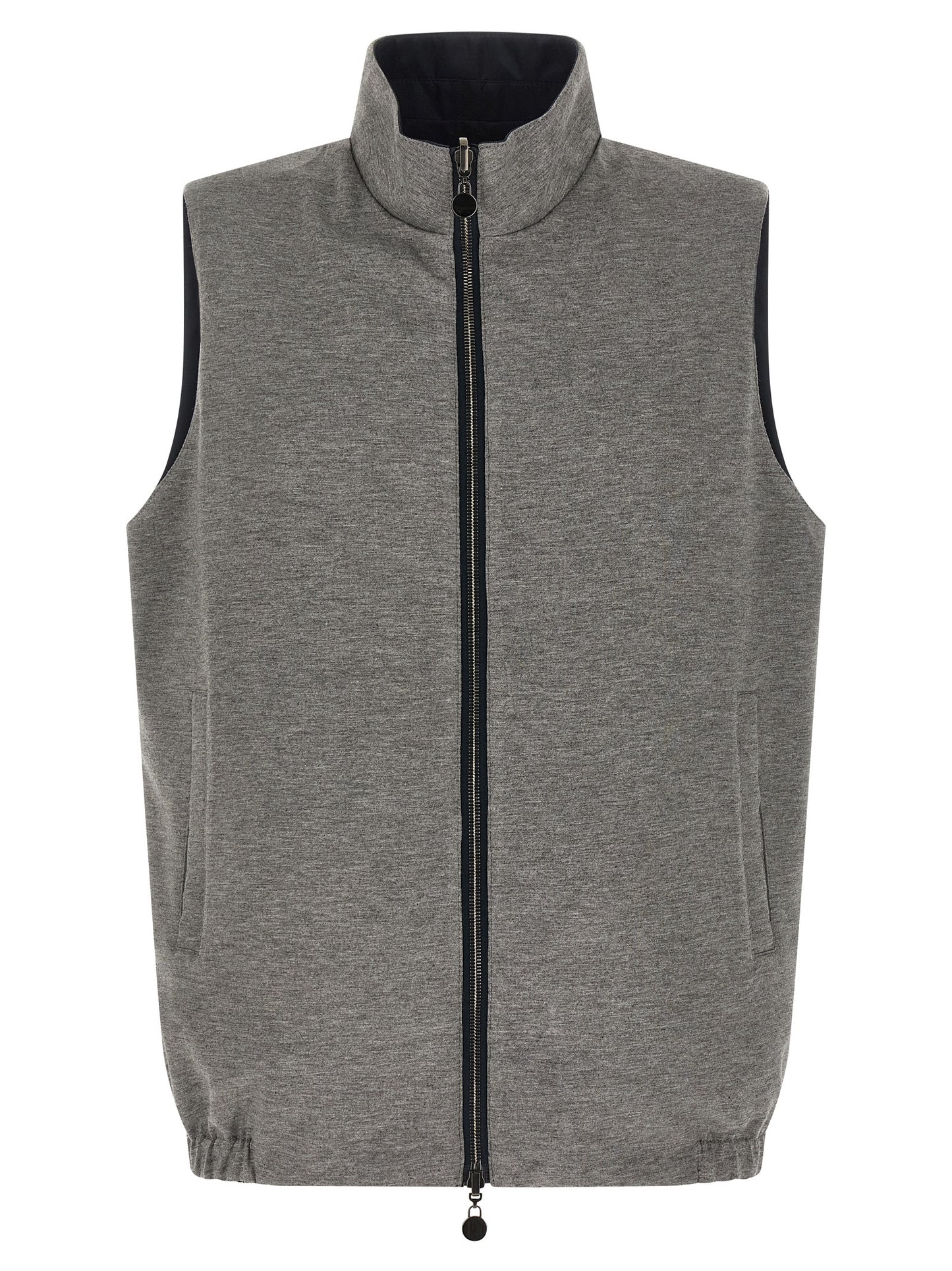 Kiton Blue Cotton Sleeveless Jacket