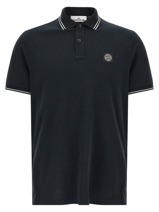 Stone Island Blue Cotton Polo Shirt