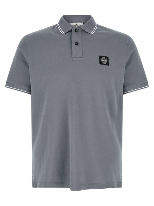 Stone Island Blue Cotton Polo Shirt