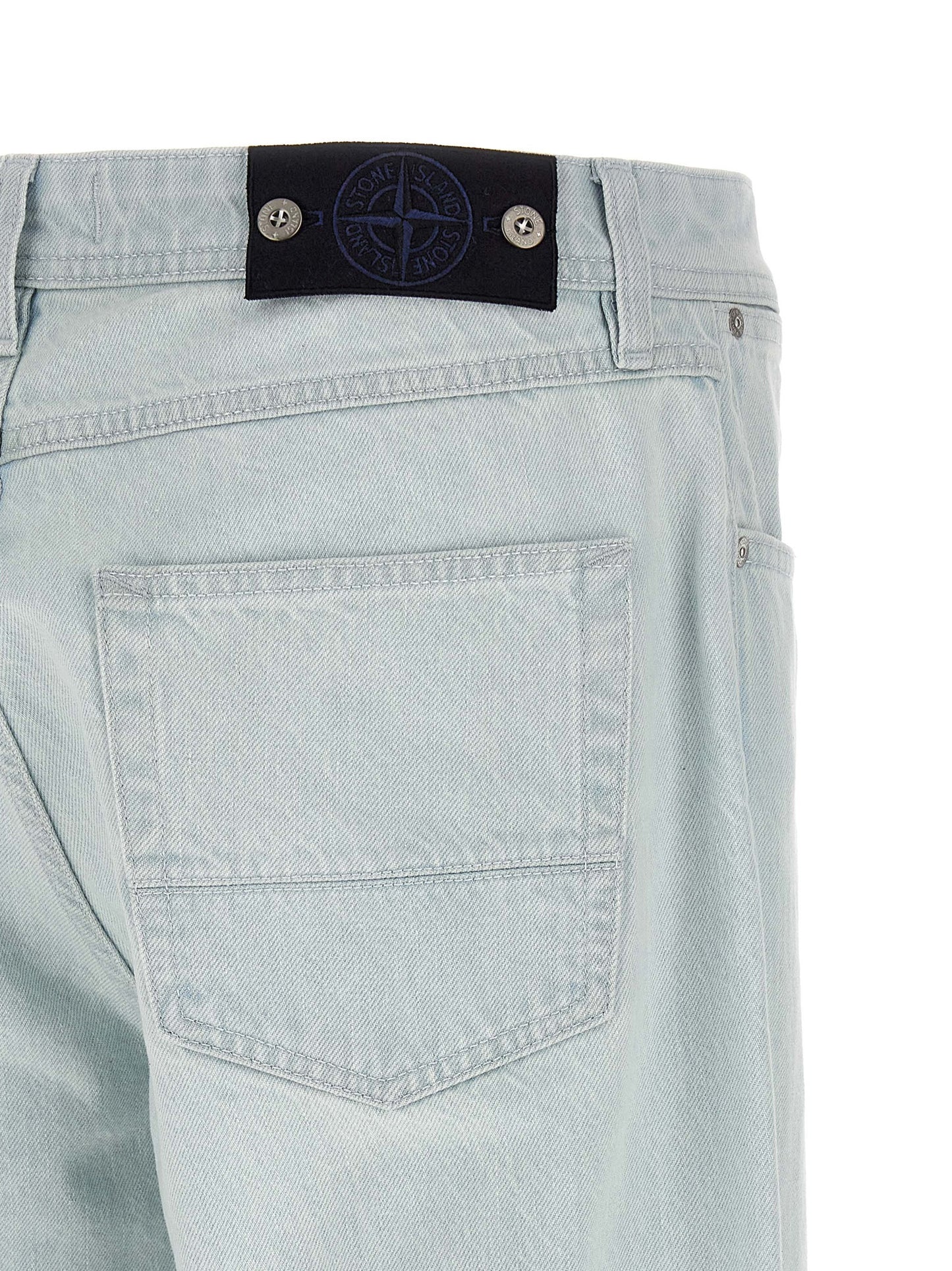 Stone Island Blue Cotton Straight-Leg Jeans