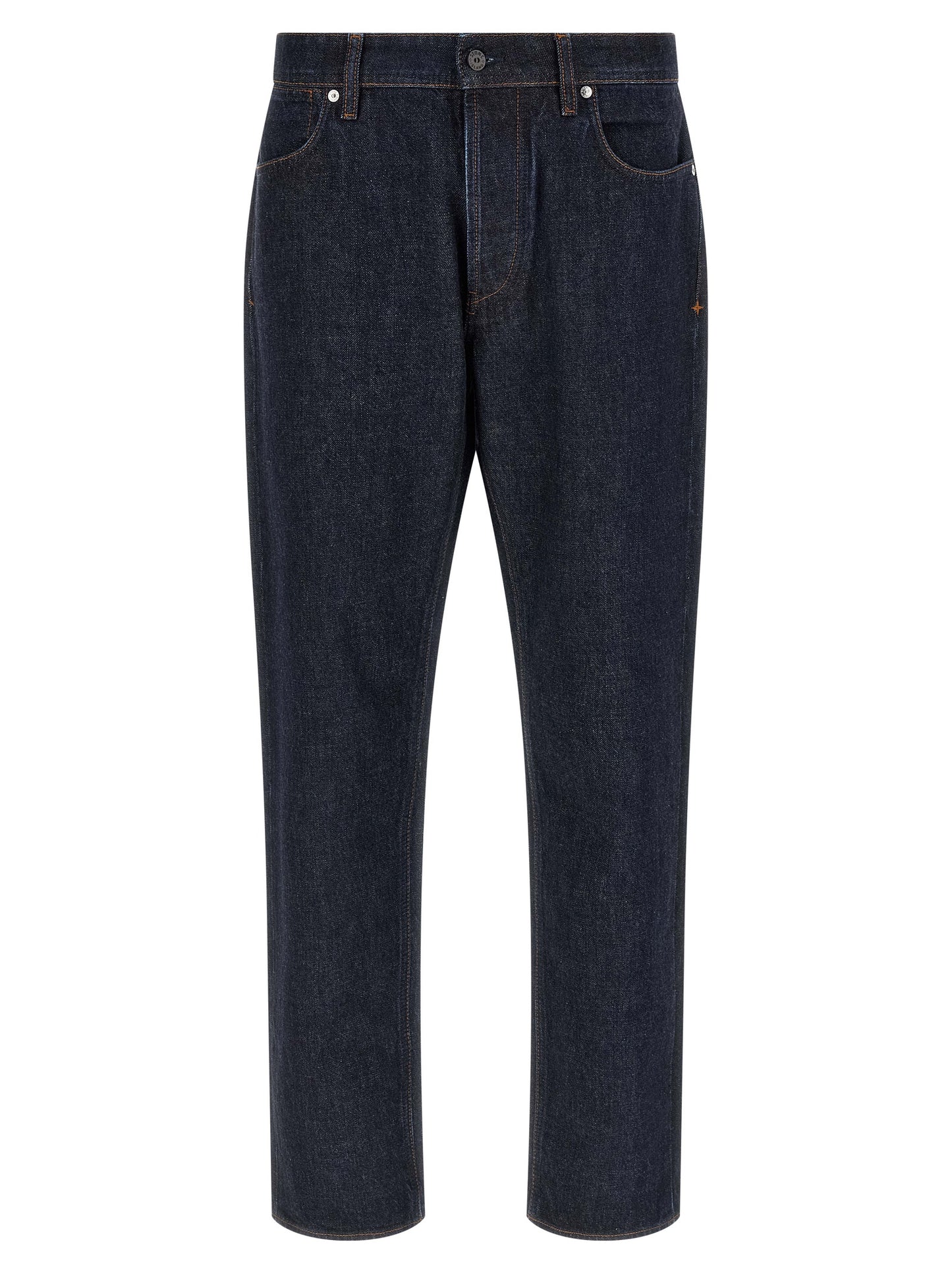 Stone Island Blue Cotton Straight-Leg Jeans