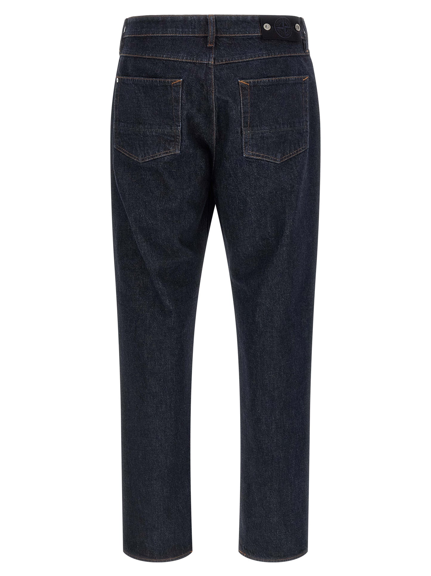 Stone Island Blue Cotton Straight-Leg Jeans