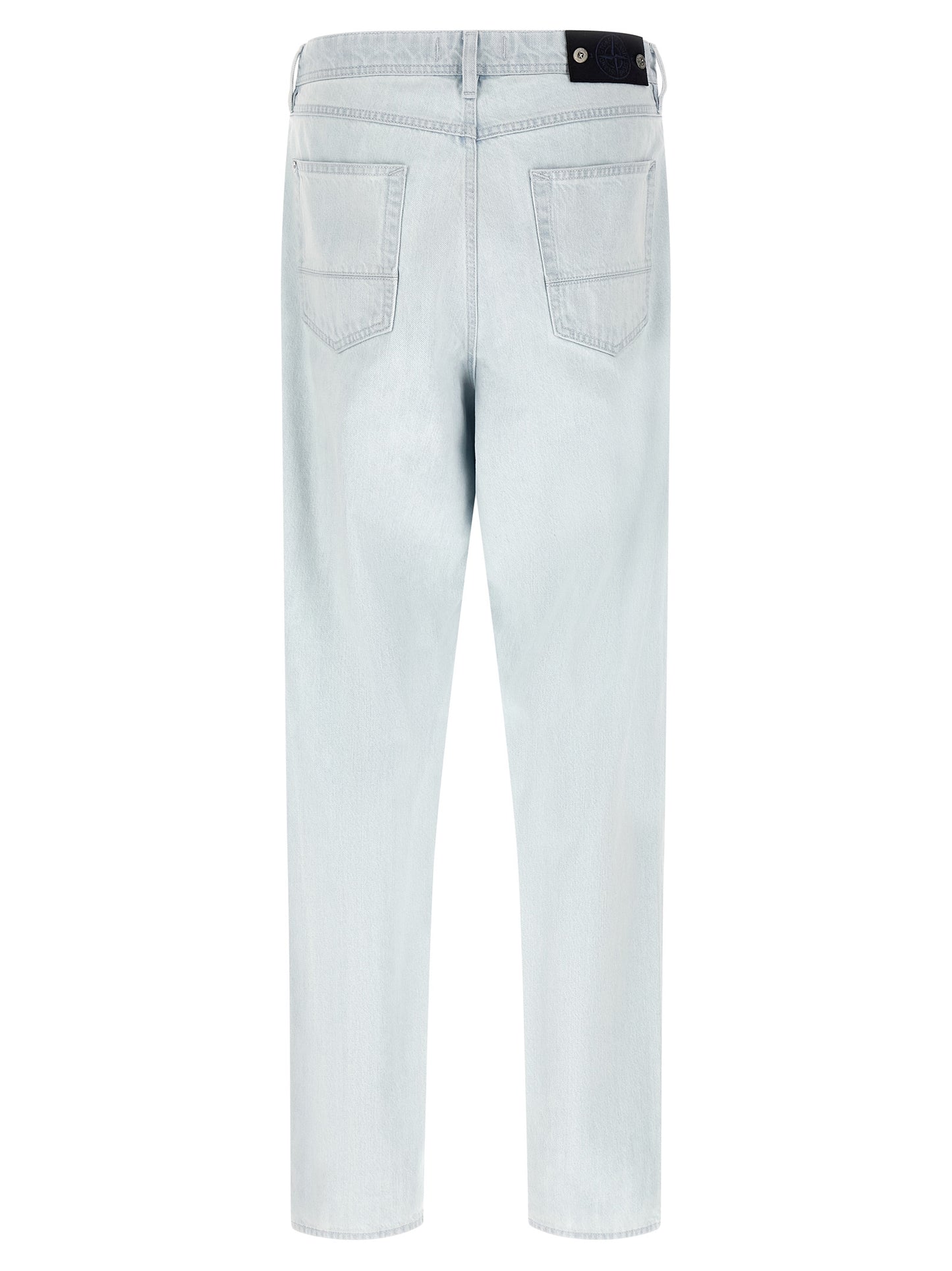 Stone Island Blue Cotton Straight-Leg Jeans
