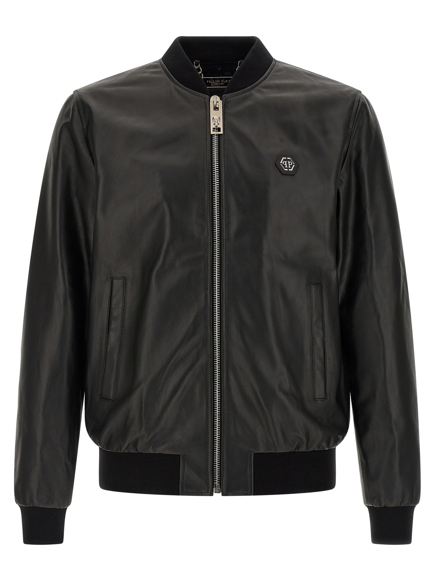 Philipp Plein Black Lambskin Leather Jacket