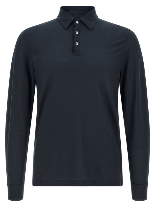 ZANONE Blue Cotton Polo Shirt