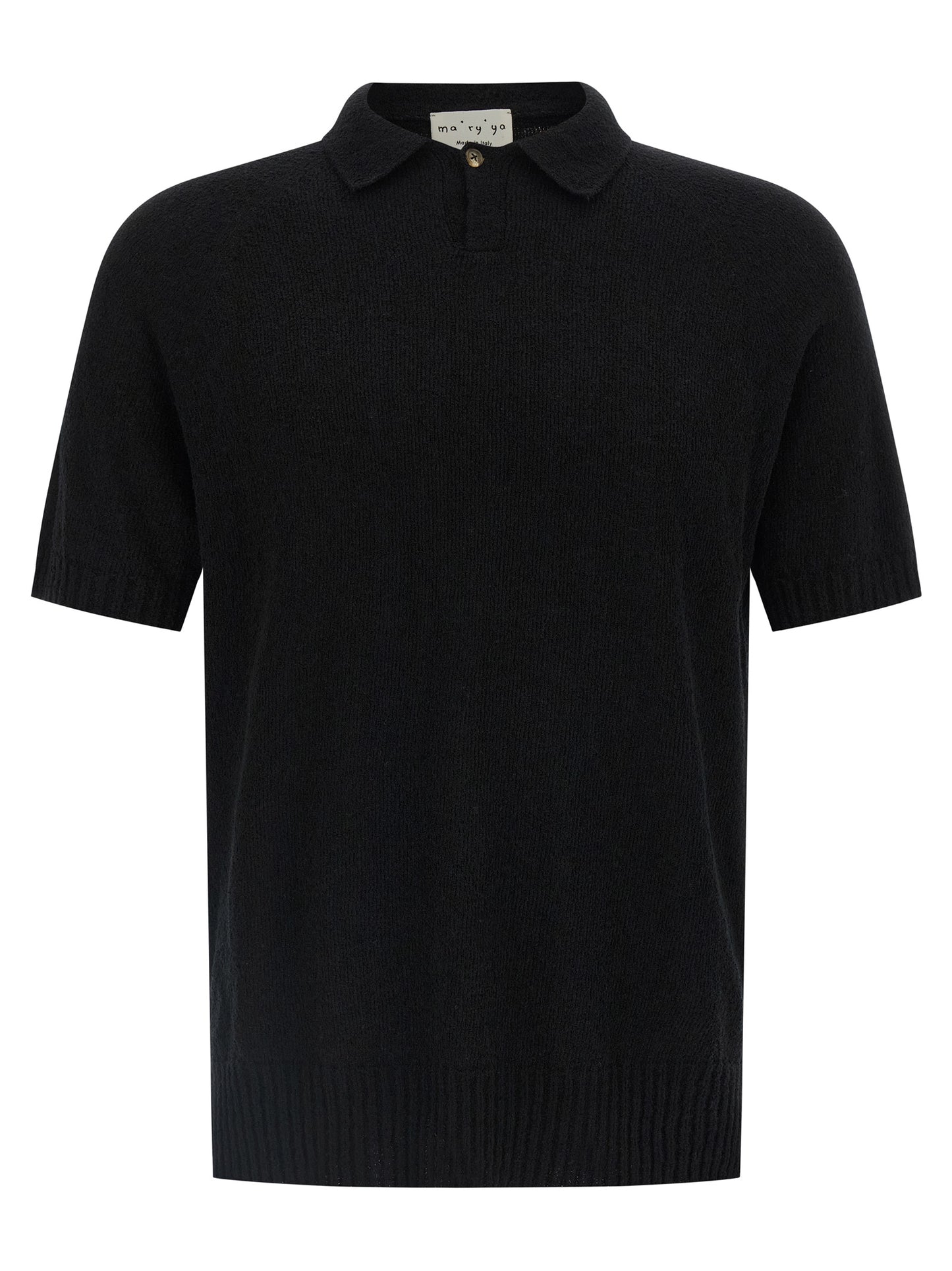 MA'RY'YA Black Cotton Polo Shirt