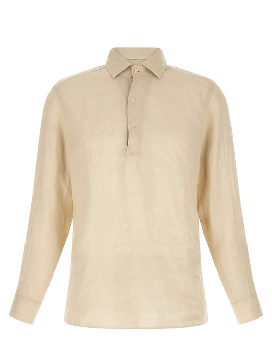 MC2 Saint Barth Beige Linen Polo Shirt