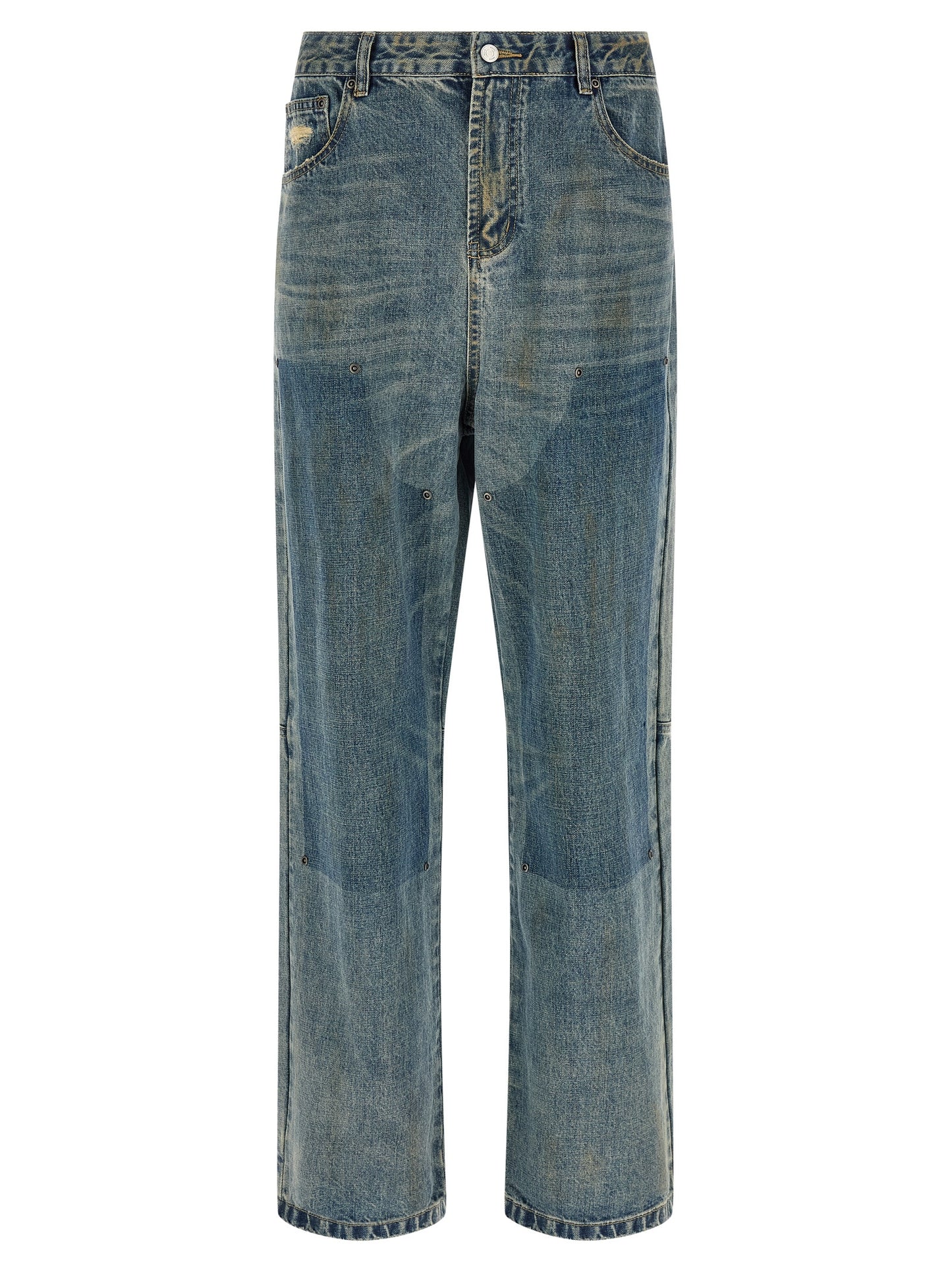 FOUND Blue Cotton Straight-Leg Jeans