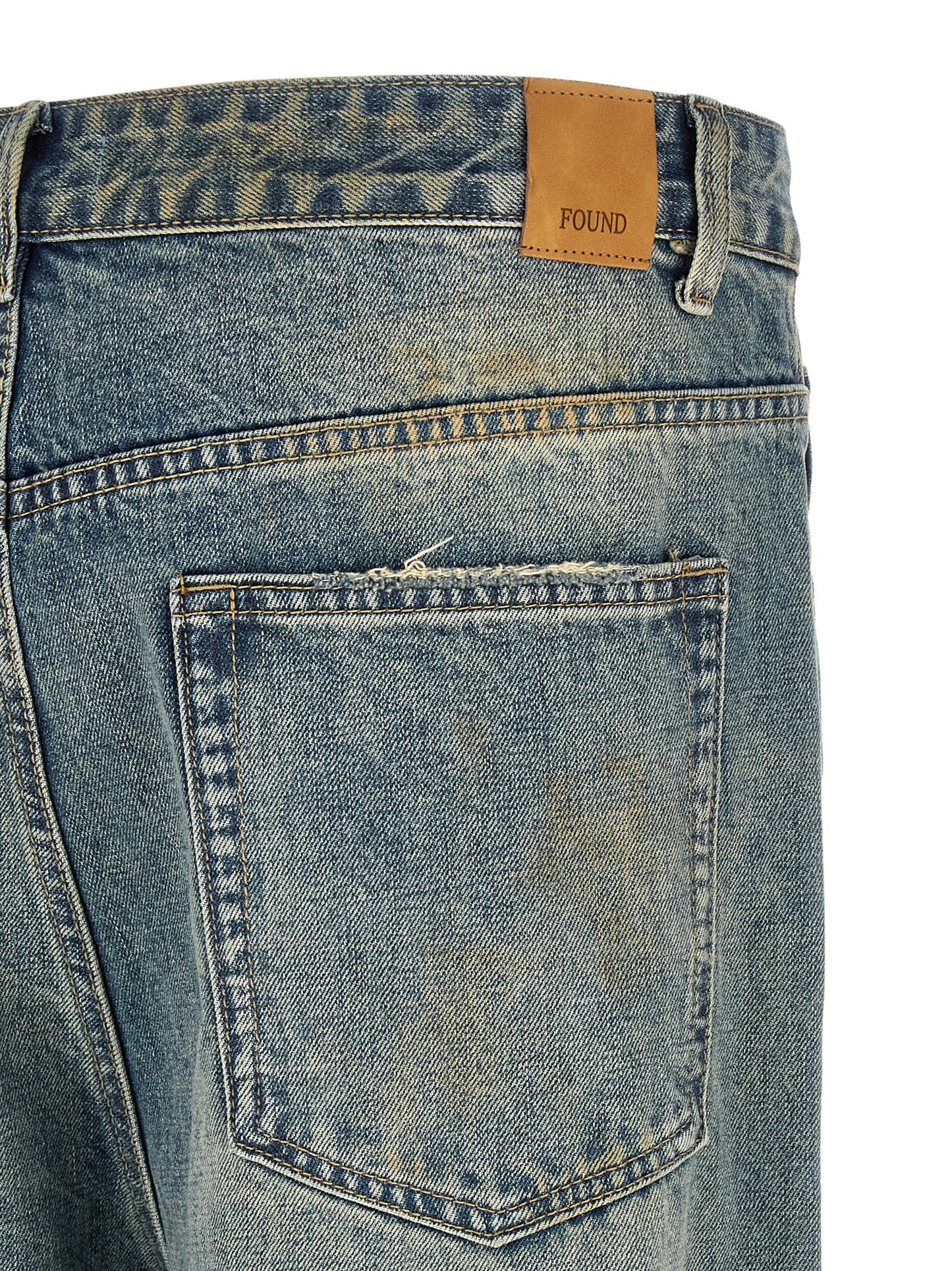 FOUND Blue Cotton Straight-Leg Jeans