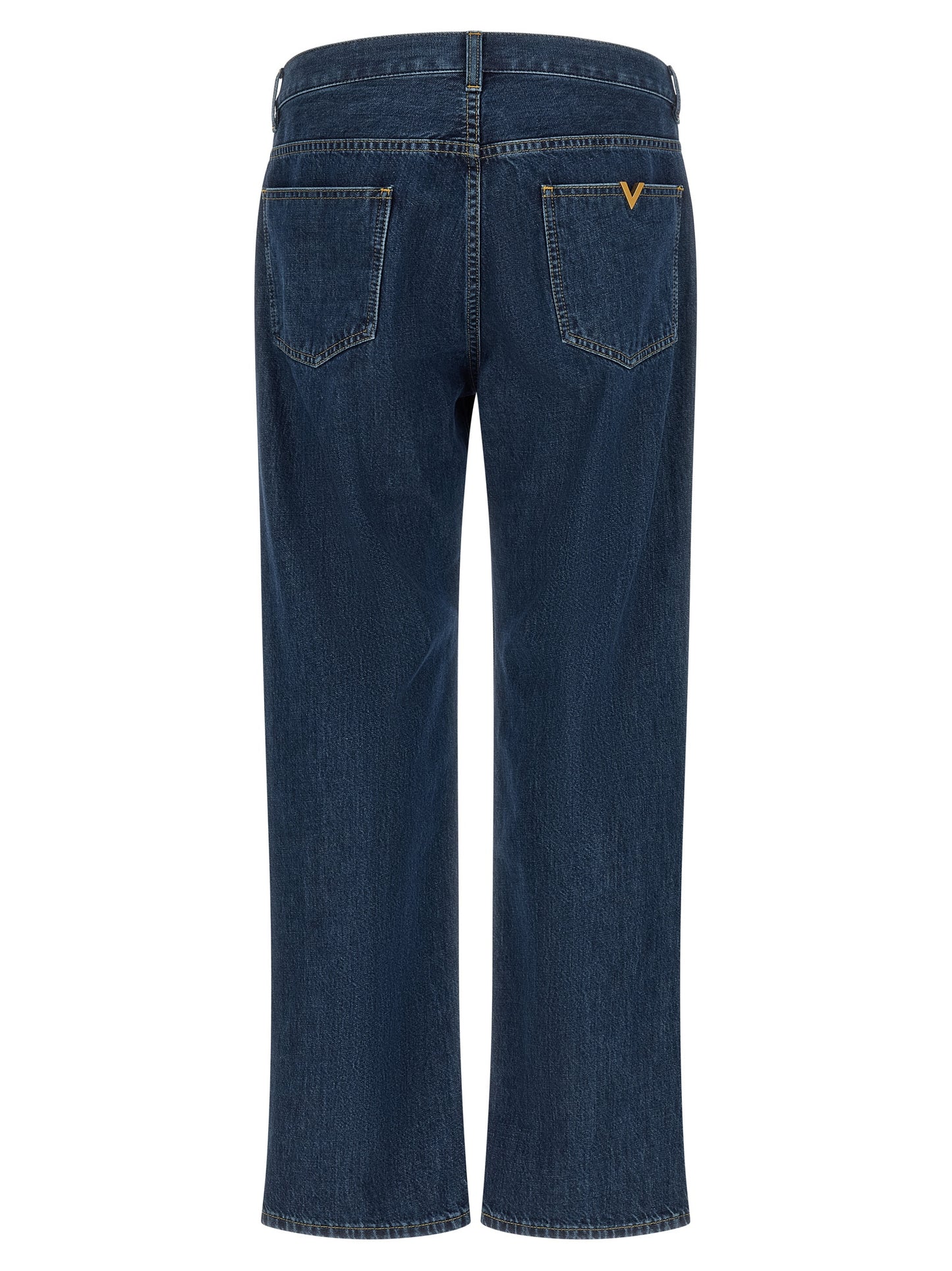 Valentino Garavani Blue Cotton Straight-Leg Jeans