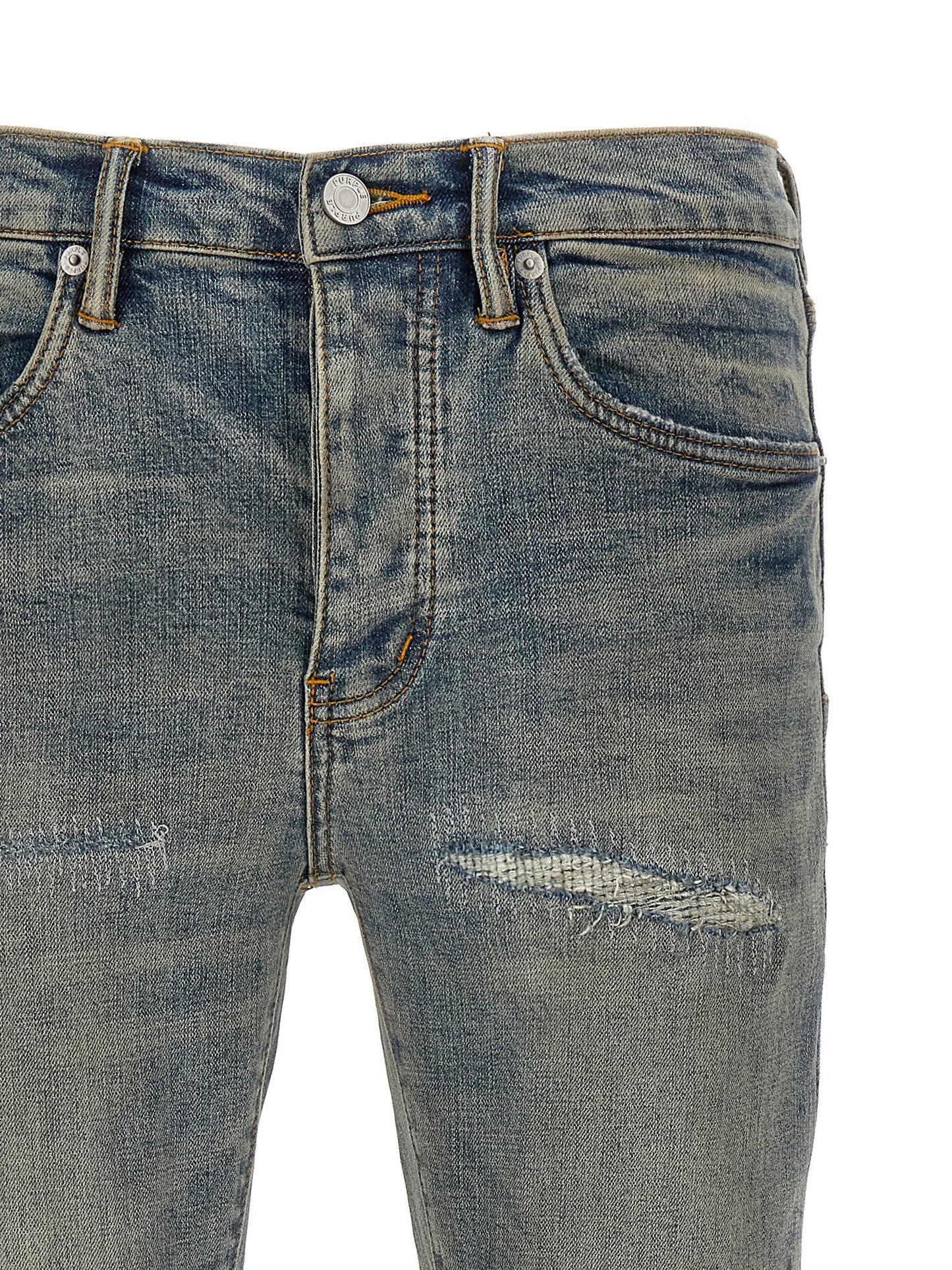 PURPLE Blue Cotton Slim Fit Jeans