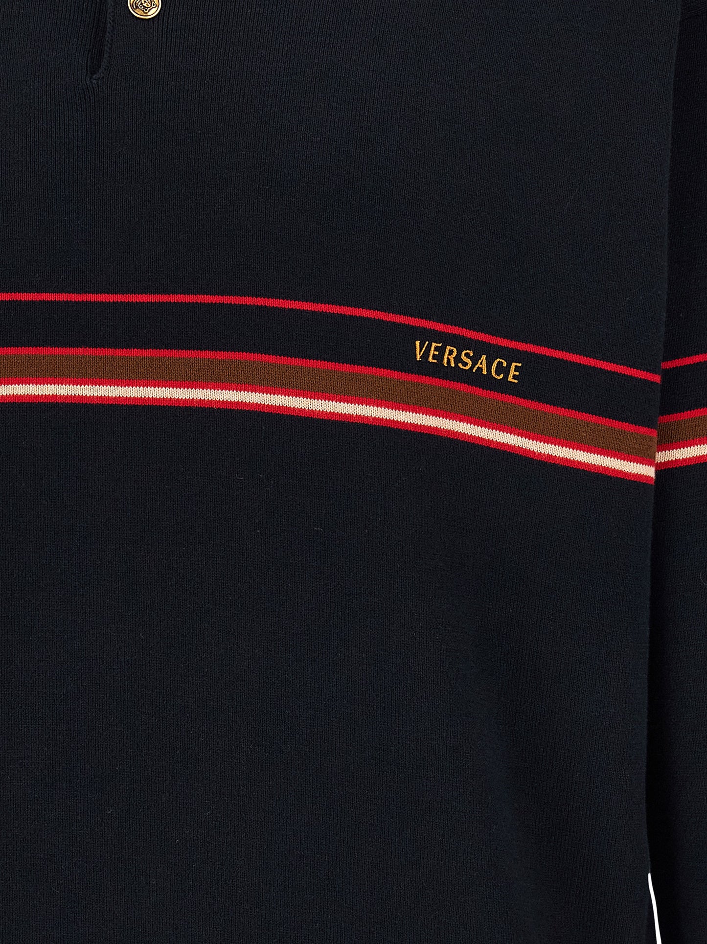 Versace Blue Cotton Polo Shirt