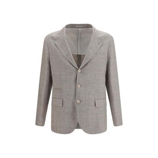 Brunello Cucinelli Beige Linnen Volledige Lengte Jas