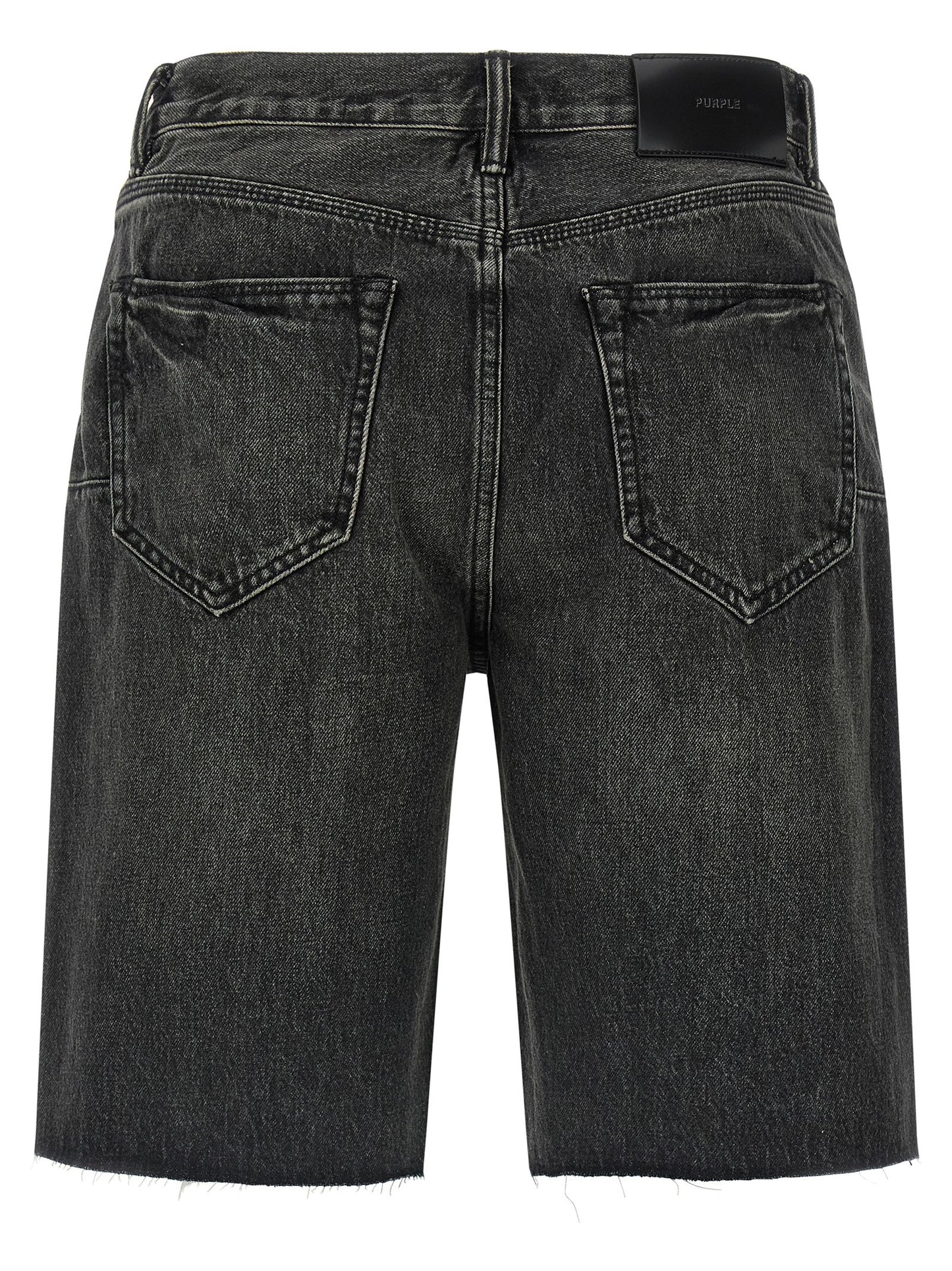 PURPLE Black Cotton Bermuda Shorts