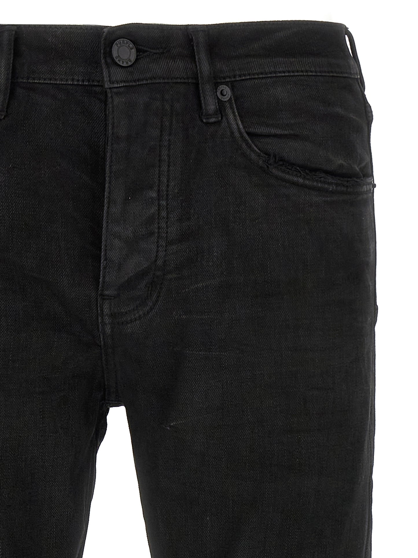 PURPLE Black Cotton Tapered Jeans