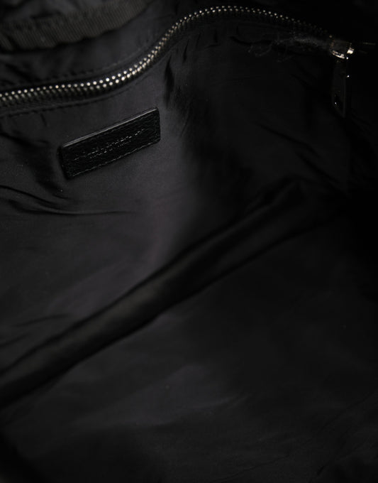 Dolce & Gabbana Zwart Wit Gestreept Polyester Trekkoordrugzak Heren Tas
