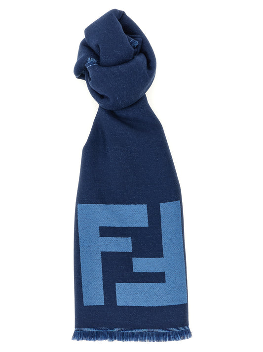 Fendi Schal aus blauer Schurwolle