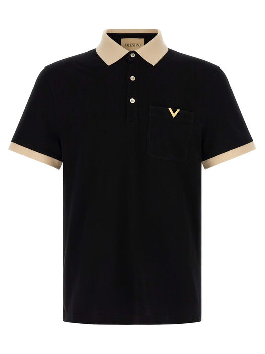 Valentino Garavani Bicolor-Baumwoll-Poloshirt
