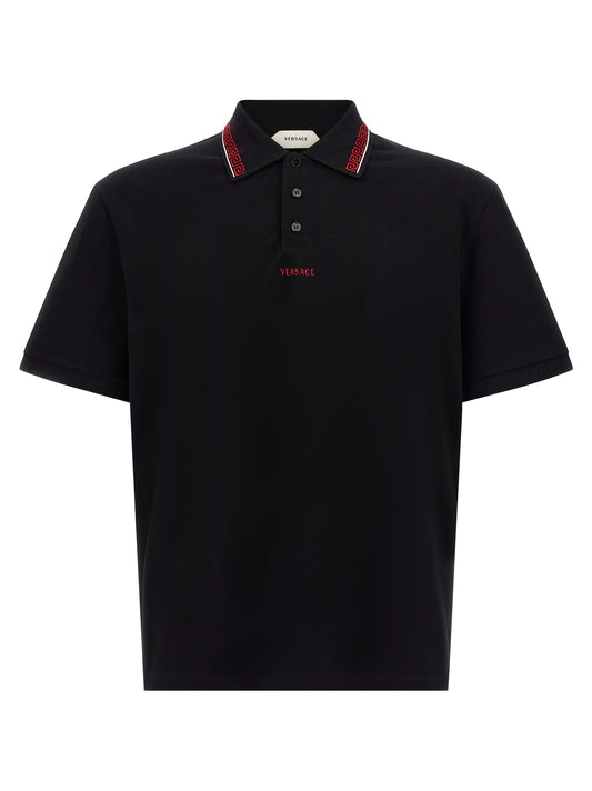 Versace Poloshirt aus schwarzer Baumwolle