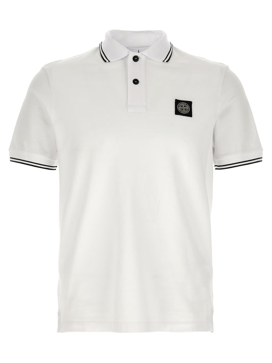Stone Island Weißes Baumwoll-Poloshirt