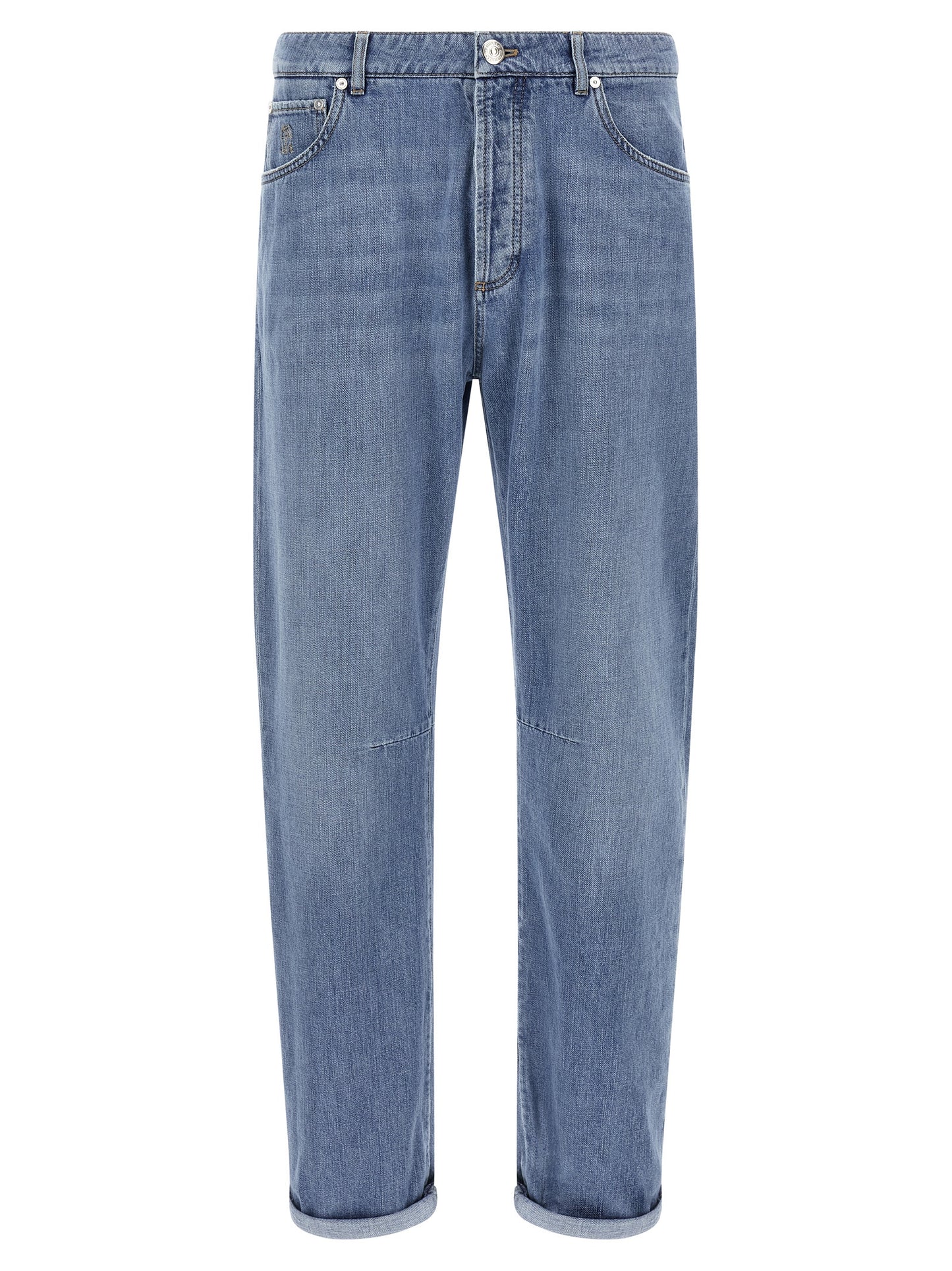 Brunello Cucinelli Blue Cotton Straight-Leg Jeans