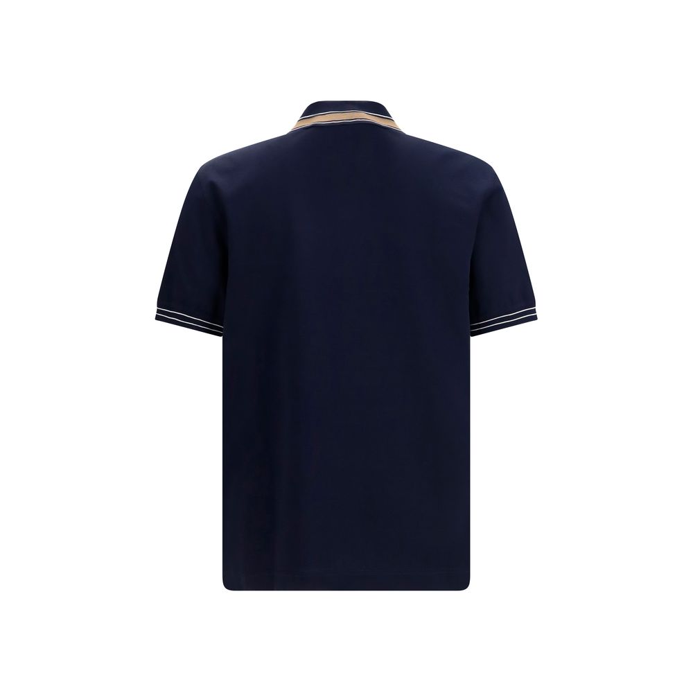 Ferragamo Blue Cotton Polo Shirt