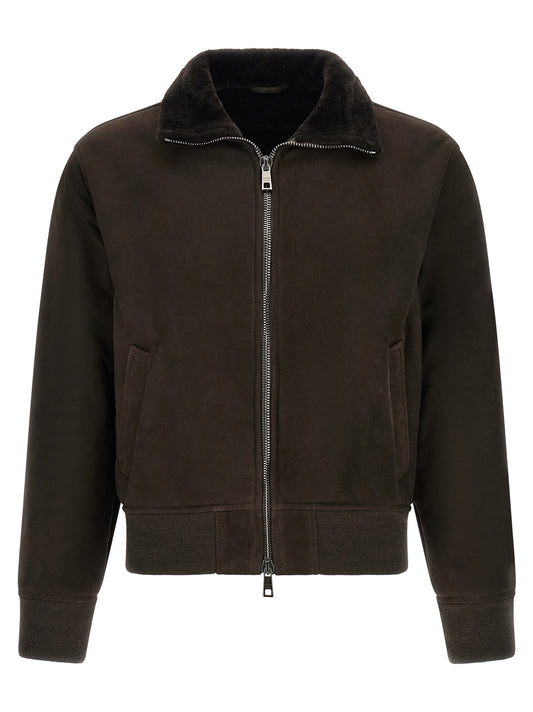 GIORGIO BRATO Brown Lamb Leather Leather Jacket